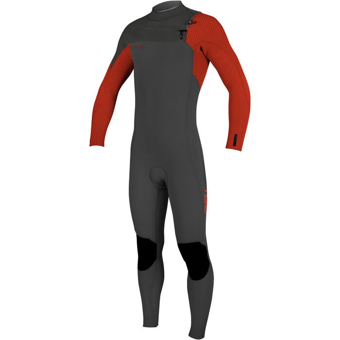 2024 O'Neill Youth Hyperfreak+ 4/3mm Chest Zip GBS Wetsuit 5351 - Raven / Fire Red