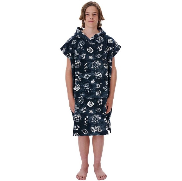 2022 Rip Curl Junior Gedruckt nderung Robe / Poncho 003BTO - Black