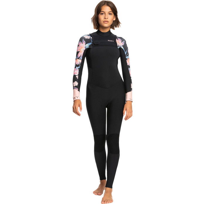 2024 Roxy Womens Swell Series 3/2mm Chest Zip GBS Wetsuit ERJW103122 - Anthracite Paradise