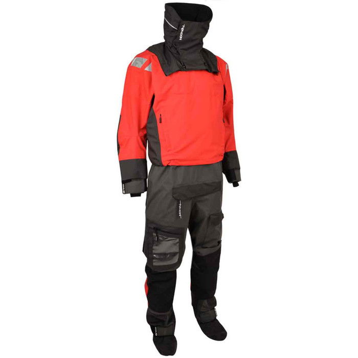 2024 Typhoon PS440 Trockentauchanzug Mit Scharniereinstieg Drysuit - Rot / Grau