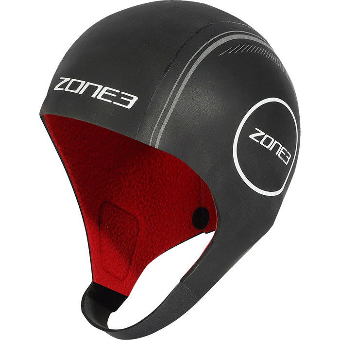 2024 Zone3 Heat-Tech Wetsuit Cap NA21UHTC116 - Black / Silver / Red