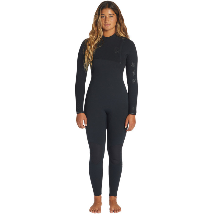 2024 Billabong Womens Salty Dayz Natural 4/3mm Zip Free Wetsuit ABJW100168 - Black