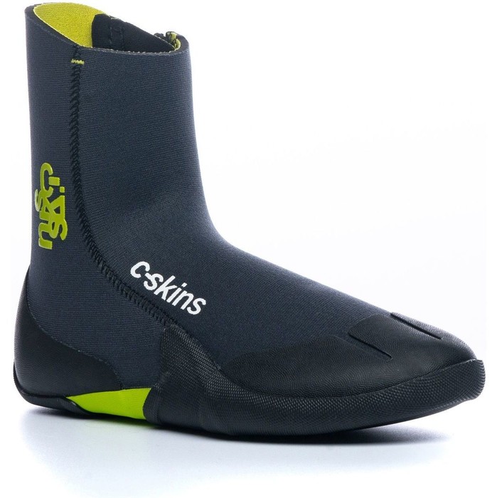 2024 C- Skins Junior Legend 3.5mm Neoprenstiefel Mit Rundem Zehenbereich Und Reiverschluss C-BOLEJZ - Graphite / Flash Green / 