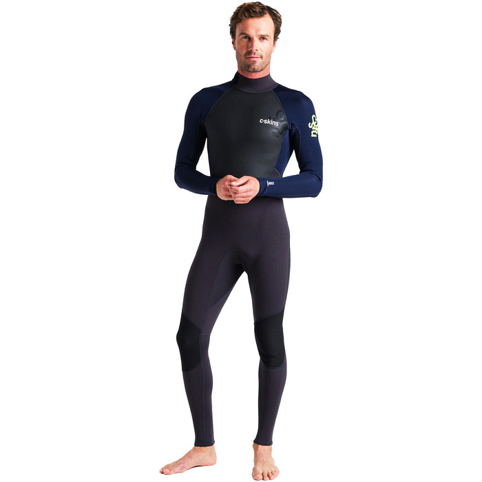 2024 C-Skins Mens Element 3/2mm Back Zip Wetsuit C-EL32STM - Anthracite / Slate / Lime