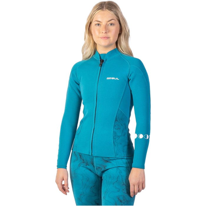 2024 Gul Damen Luna7 Front Zip Sup Neoprenanzug Jacke La6301-c1 - Marbel / Teal