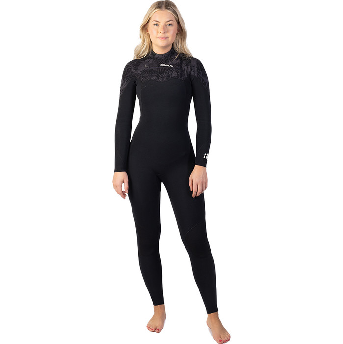 2024 Gul Womens Response FX 3/2mm GBS Chest Zip Wetsuit RE1262-C1 - Black / Broken Palm