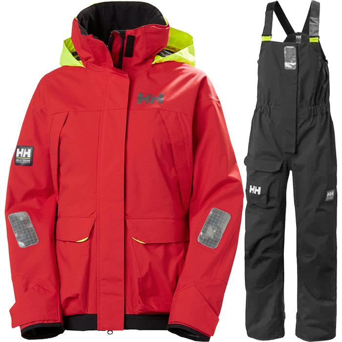 Helly Hansen Frauen Pier Coastal Pier 2024 Segeljacke & Latzhosen-Kombi-Set 3417733961 - Rot / Black