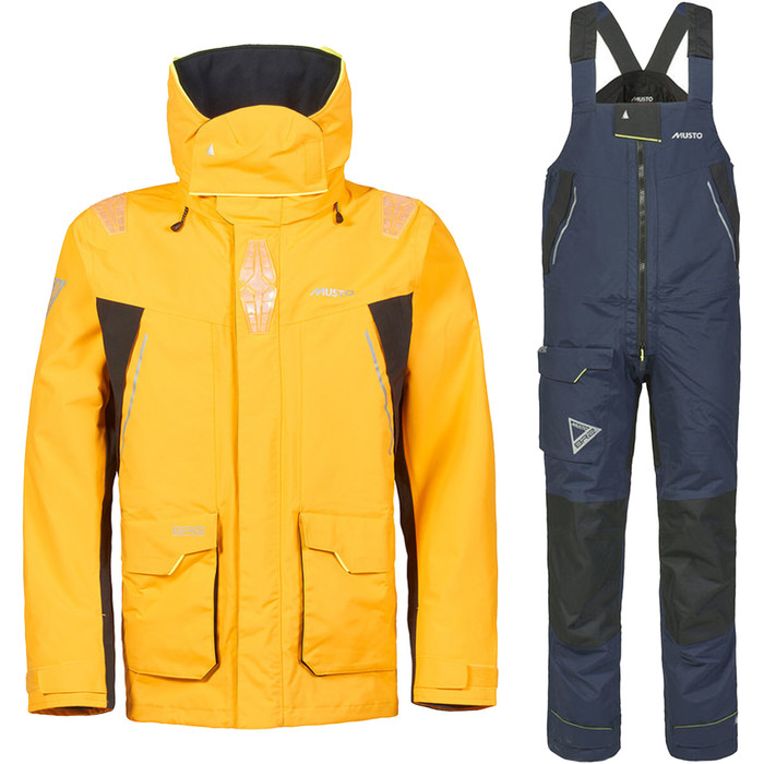 2024 Musto Mens BR2 Offshore Jacket & Salopette Combi Set - Yellow / Navy