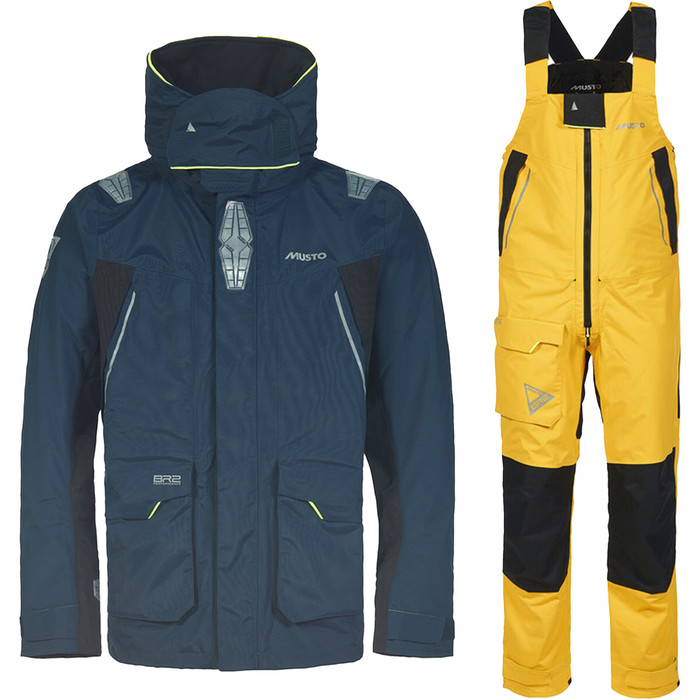 2024 Musto Mens BR2 Offshore Jacket & Salopette Combi Set - Navy / Yellow