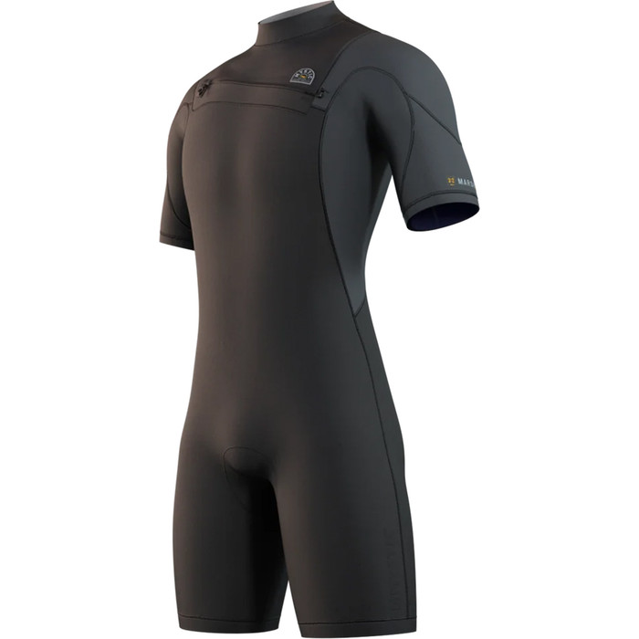 2024 Mystic Mens Marshall 3/2mm Chest Zip Shorty Wetsuit 35000.2301222 - Black