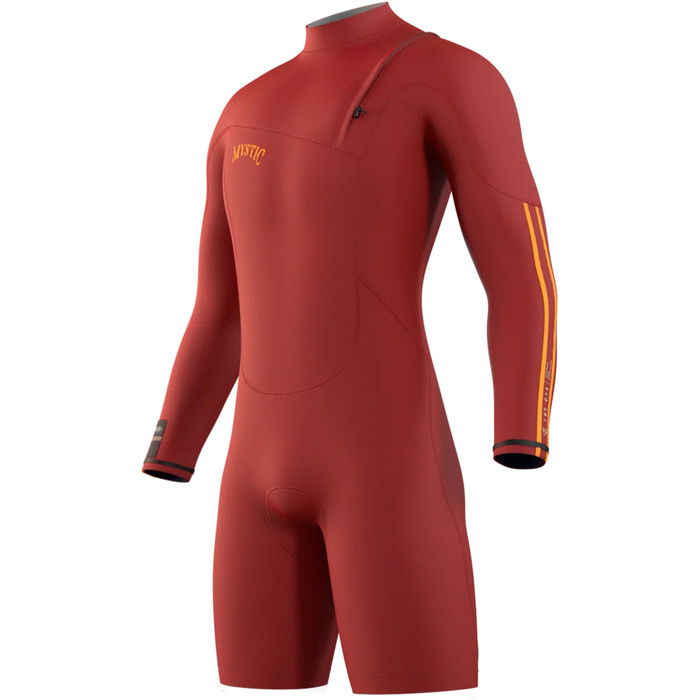 2023 Mystic Mens The One 3/2mm Long Sleeve Zip Free Shorty Wetsuit 35000.230126 - Red