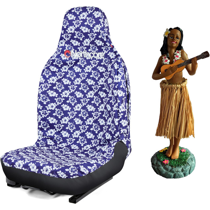 2024 Northcore Waterproof Car Seat Cover & Hawaiian Hula Dashboard Doll Bundle NCHW - Hibiscus