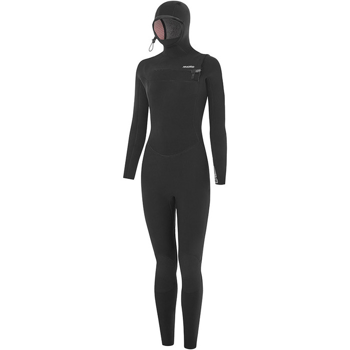 2024 Nyord Womens Furno Ultra Plus 6/5/4mm Hooded Chest Zip Wetsuit FUPW654001 - Black