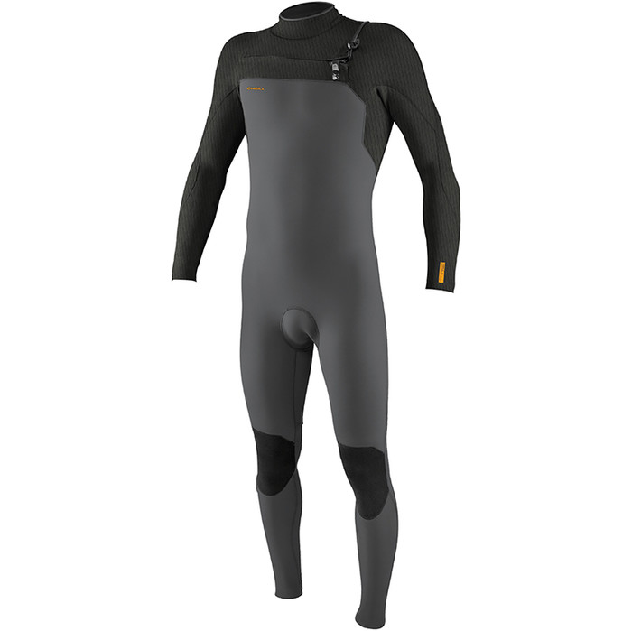 2024 O'Neill Mens Hyperfreak 4/3mm+ Chest Zip Wetsuit 5344 - Smoke / Raven