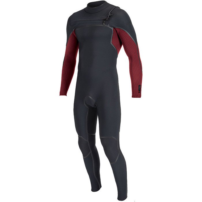 2024 O'Neill Mens Hyperfreak Fire 5/4mm Chest Zip Wetsuit 5550 - Black / Dark Red