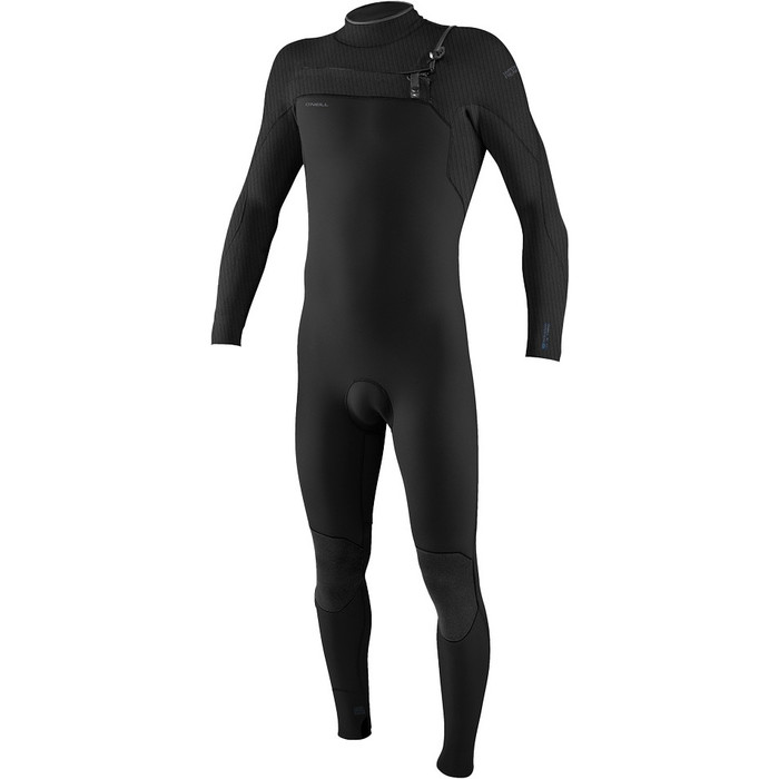 2024 O'Neill Mens Hyperfreak Wind 4/3mm+ Chest Zip Wetsuit 5628 - Black