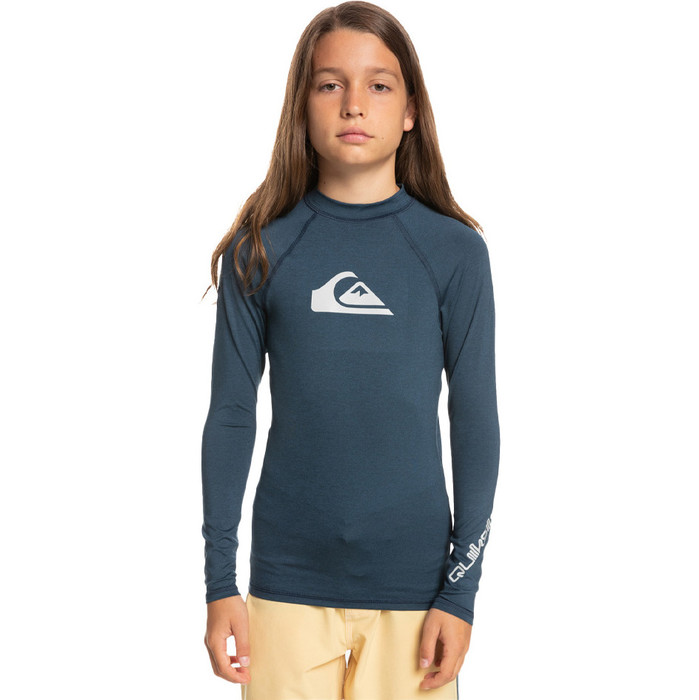 2023 Quiksilver Junior All Time Long Sleeve UPF 50 Rash Vest EQBWR03213 - Navy Blazer Heather