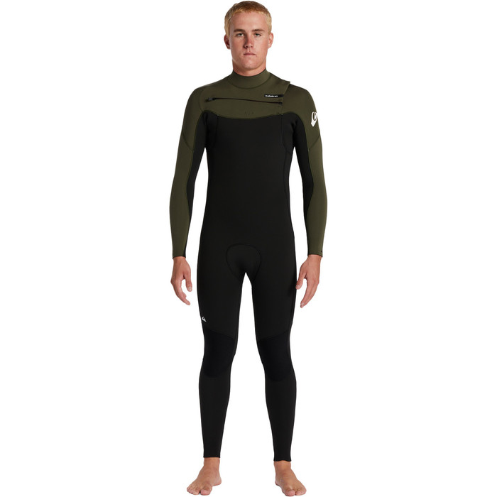 2024 Quiksilver Mens Everyday Sessions 4/3mm GBS Chest Zip Wetsuit EQYW103201 - Black / Thyme