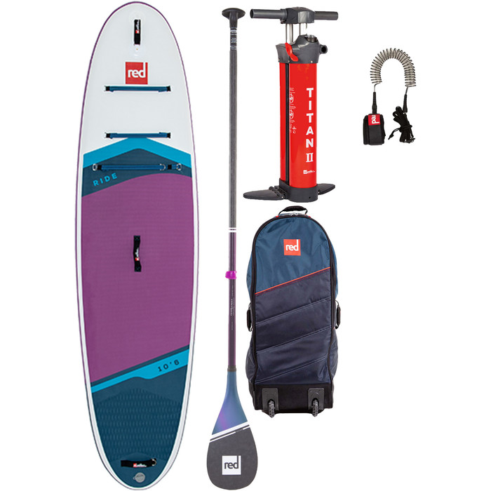 2023 Red Paddle Co 10'6 Ride Stand Up Paddle Board, Tasche, Paddel, Pumpe & Leash - Prime Purple Paket