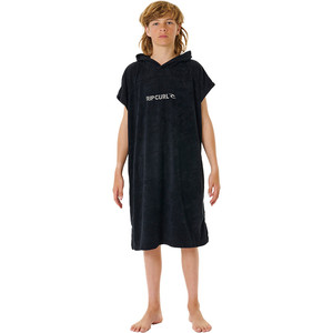 2024 Rip Curl Junior Marke Kapuzenhandtuch ndern Robe / Poncho 007BTO - Schwarz / Grau