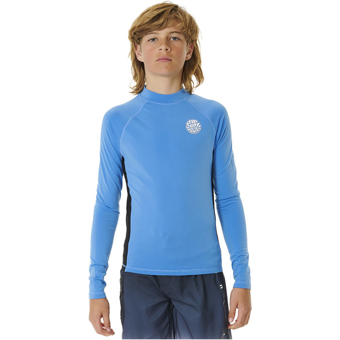 2023 Rip Curl Junior Icons UV gebrstet Langarm Rash Vest 11YBRV - Blau Gum