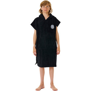 2024 Rip Curl Junior Logo Kapuzenhandtuch Wickelbademantel / Poncho 009BTO - Schwarz