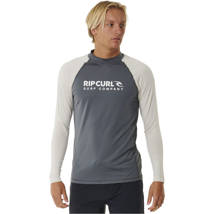 2024 Rip Curl Mens Shock UV Long Sleeve Rash Vest 146MRV - Dark Grey