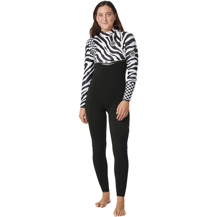 2024 Rip Curl Womens E-Bomb 3/2mm Zip Free Wetsuit 14NWFS - Black / White