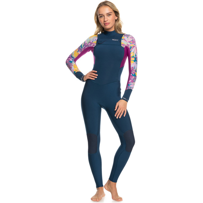 2023 Roxy Frauen Swell Series 5/4/3mm Brustreiverschluss Neoprenanzug ERJW103128 - Anthracite Hot Tropics Swim