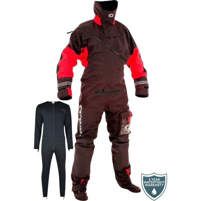 2023 Typhoon Max B Drysuit & Free Underfleece 100168 - Black / Red