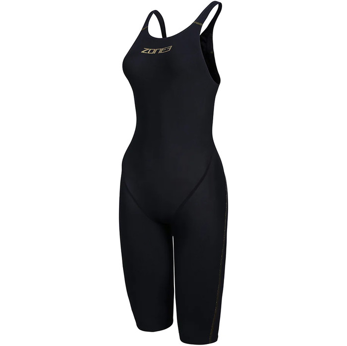 2024 Zone3 Womens Performance Speed Zipfree Sleeveless Shorty Swim Kneeskin SW18WFKX101 - Black / Gold