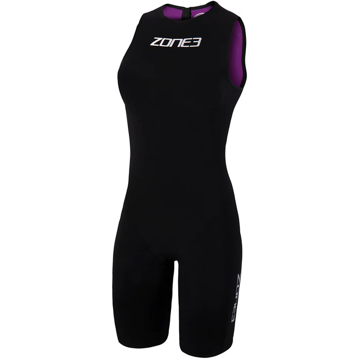 2024 Zone3 Womens Streamline Back Zip Sleeveless Shorty Swimskin SS18WSTL101 - Black / Purple