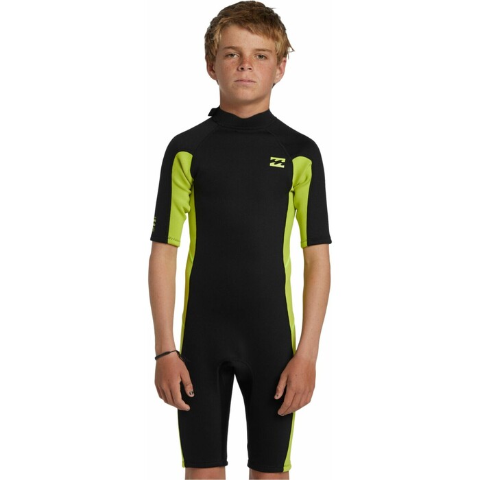 2024 Billabong Jungen Foil 2mm Rckenreiverschluss Shorty Neoprenanzug ABBW500113 - Fluro Lime