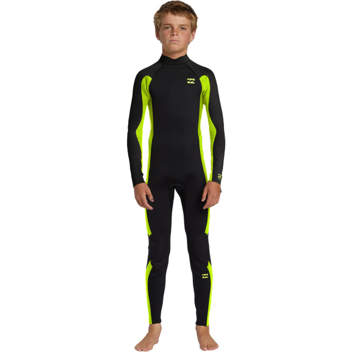 2024 Billabong Junior Foil 3/2mm Back Zip Wetsuit ABBW100141 - Fluro Lime