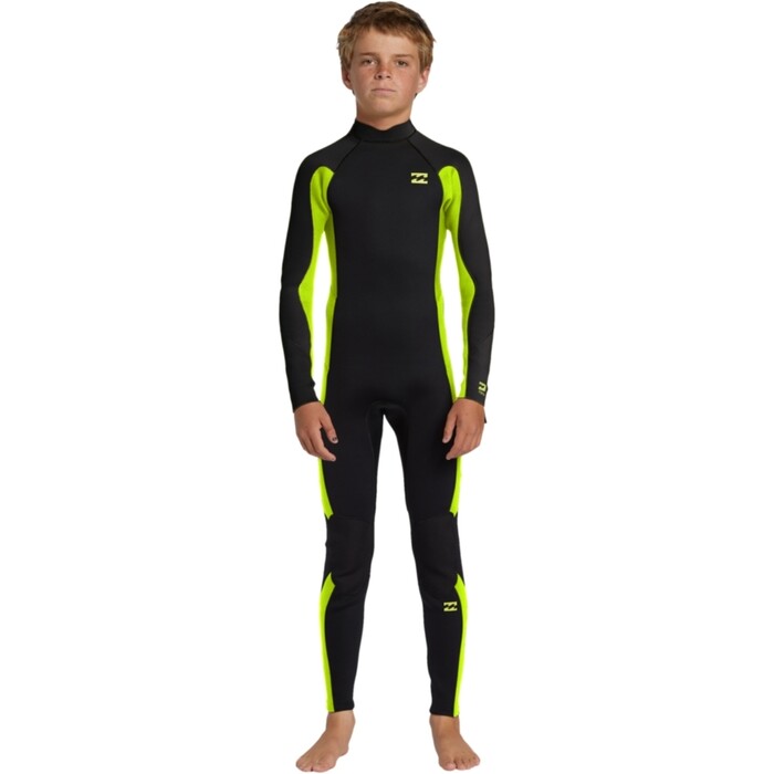 2024 Billabong Junior Foil 4/3mm Back Zip Wetsuit ABBW100143 - Fluro Lime