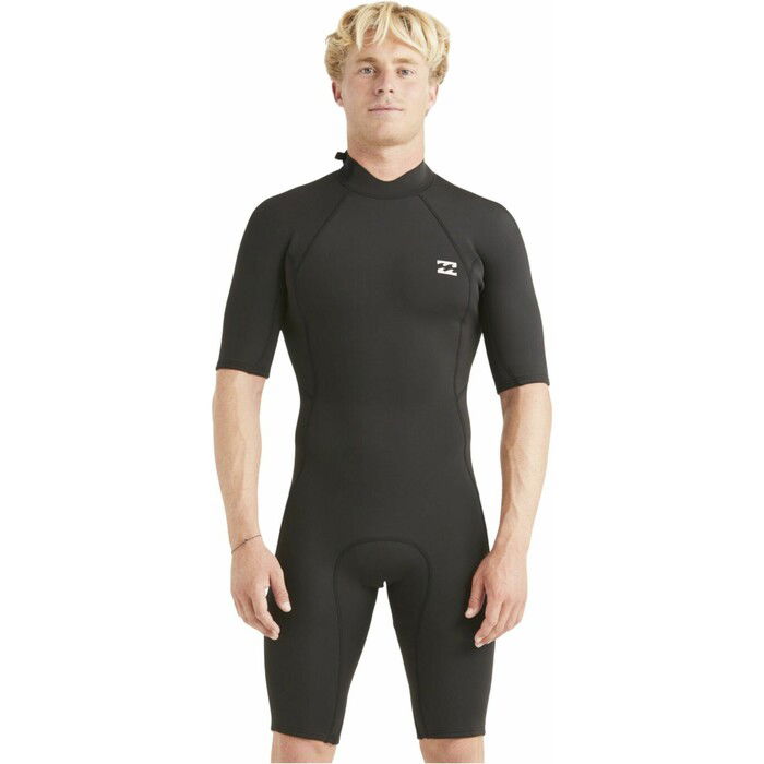 2024 Billabong Mens Absolute 2mm Flatlock Back Zip Shorty Wetsuit ABYW500117 - Black