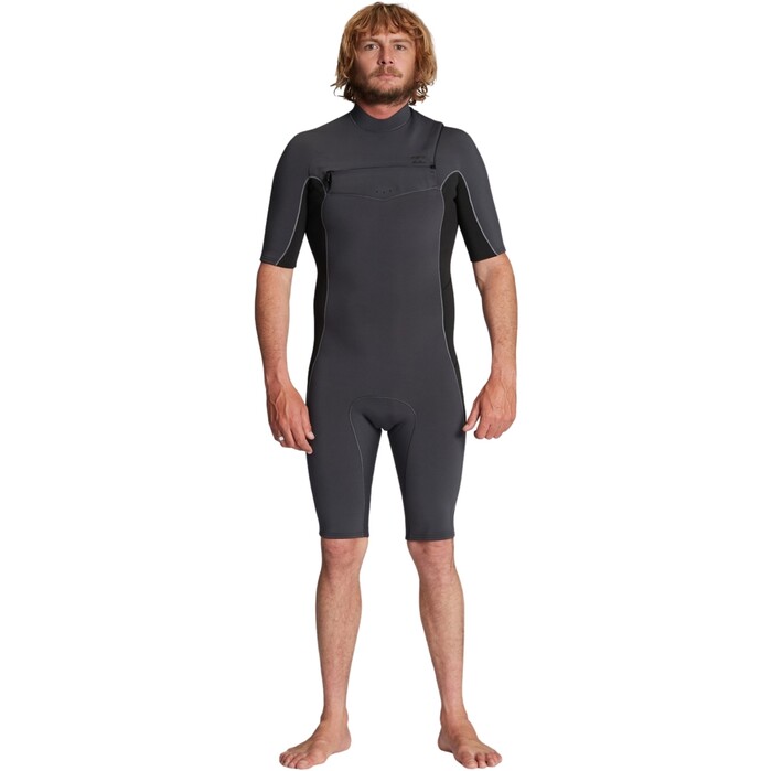 2024 Billabong Mens Absolute 2mm Flatlock Chest Zip Shorty Wetsuit ABYW500118 - Grey