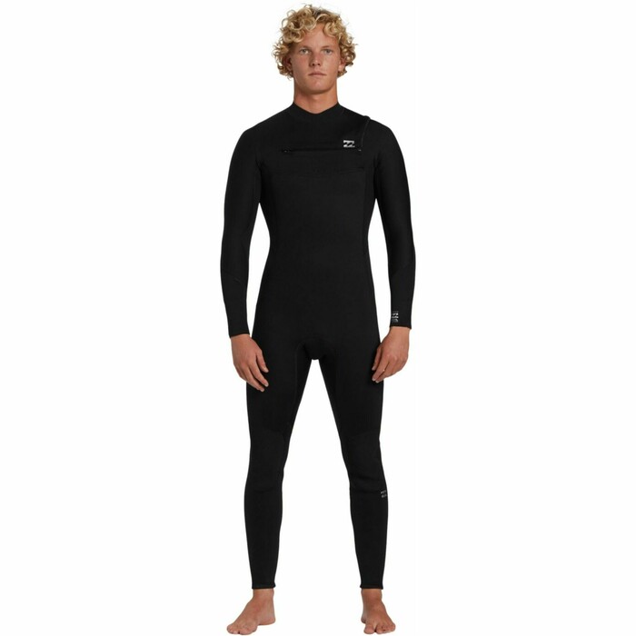 2024 Billabong Mens Foil 4/3mm Chest Zip Wetsuit ABYW100244 - Black