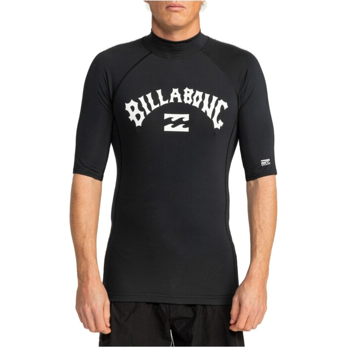 2024 Billabong Mens Logo Surf Short Sleeve Rash Vest EBYWR03010 - Black