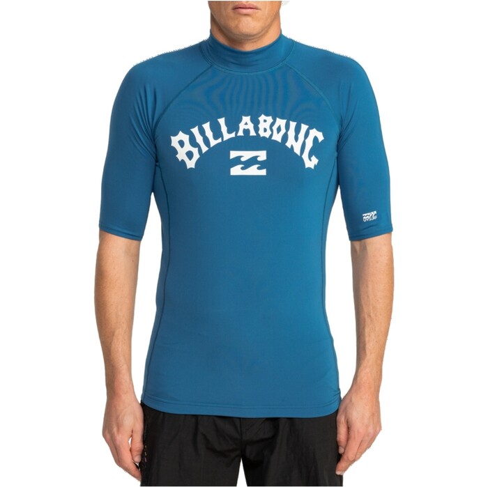 2024 Billabong Mens Logo Surf Short Sleeve Rash Vest EBYWR03010 - Dark Blue