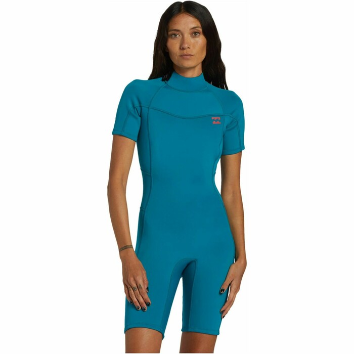 2024 Billabong Frauen Foil 2mm Rckenreiverschluss Shorty Neoprenanzug ABJW500112 - Marine