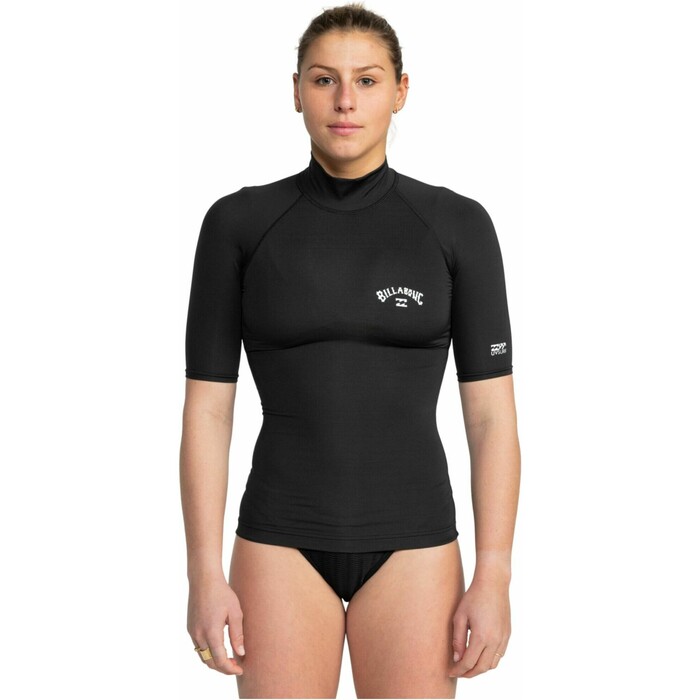 2024 Billabong Womens Tropic Surf UV50 Short Sleeve Rash Vest EBJWR03015 - Black