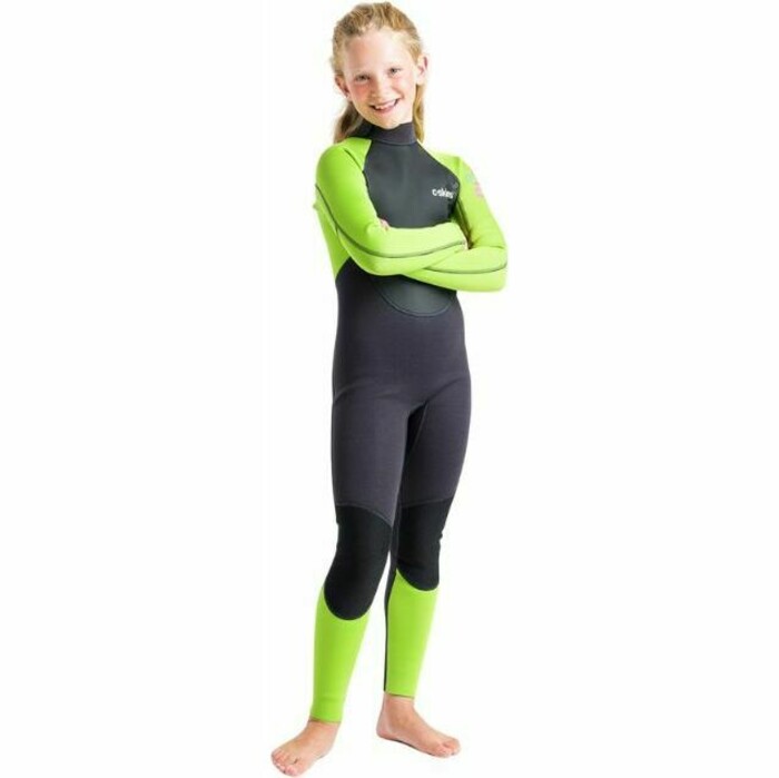 2024 C-Skins Junior Element 3/2mm Back Zip Wetsuit C-EL32STJ - Anthracite / Lime / Multi