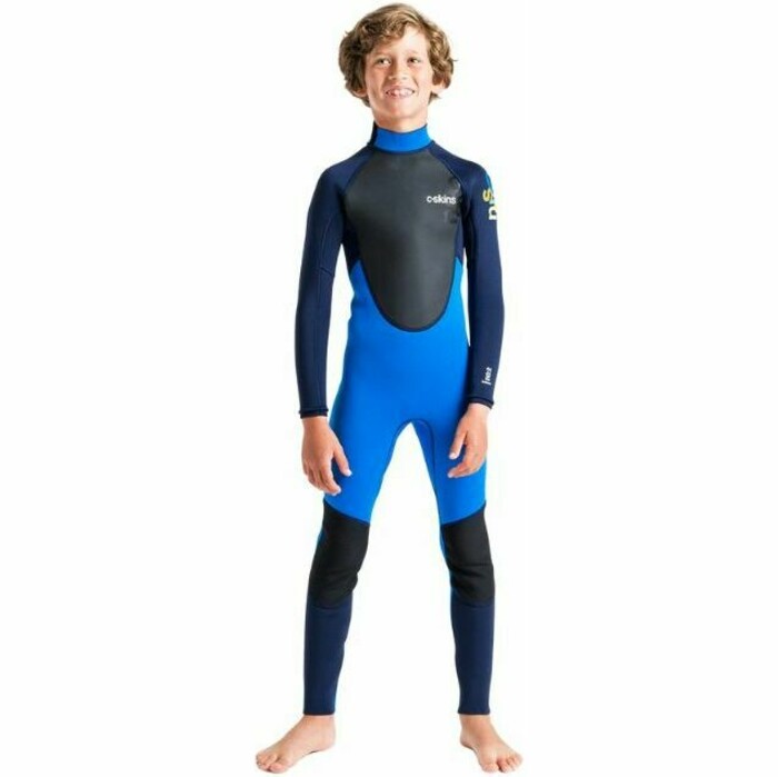 2024 C-Skins Junior Element 3/2mm Back Zip Wetsuit C-EL32STJ - Cyan / Slate / Multi