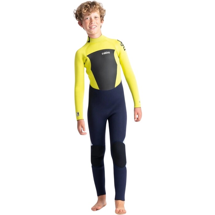 2024 C-Skins Junior Legend 5/4/3mm GBS Back Zip Wetsuit C-LE54JBZ - Slate / Flash Green / Silver