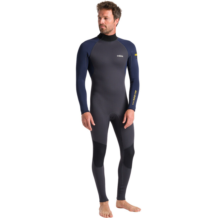 2024 C-Skins Mens NuWave Element 3/2mm Back Zip Wetsuit C-NEL32STM - Anthracite / Slate / Saffron