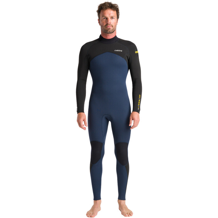 2024 C-Skins Mens NuWave Legend 4/3mm Back Zip Wetsuit C-NLE43MBZ - Bluestone / Black / Saffron