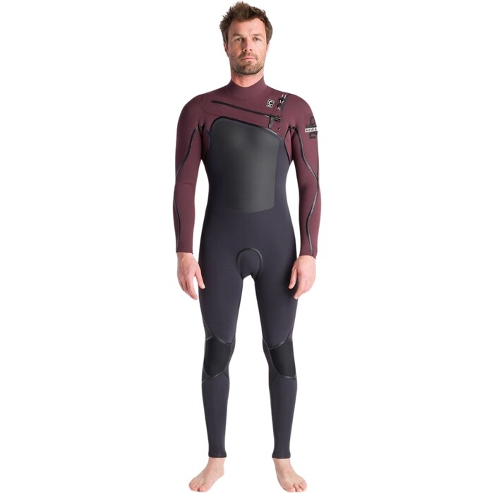 2024 C-Skins Mens NuWave Wired 4/3mm Chest Zip Wetsuit C-NWI43MCZ - Meteor / Rust x / White