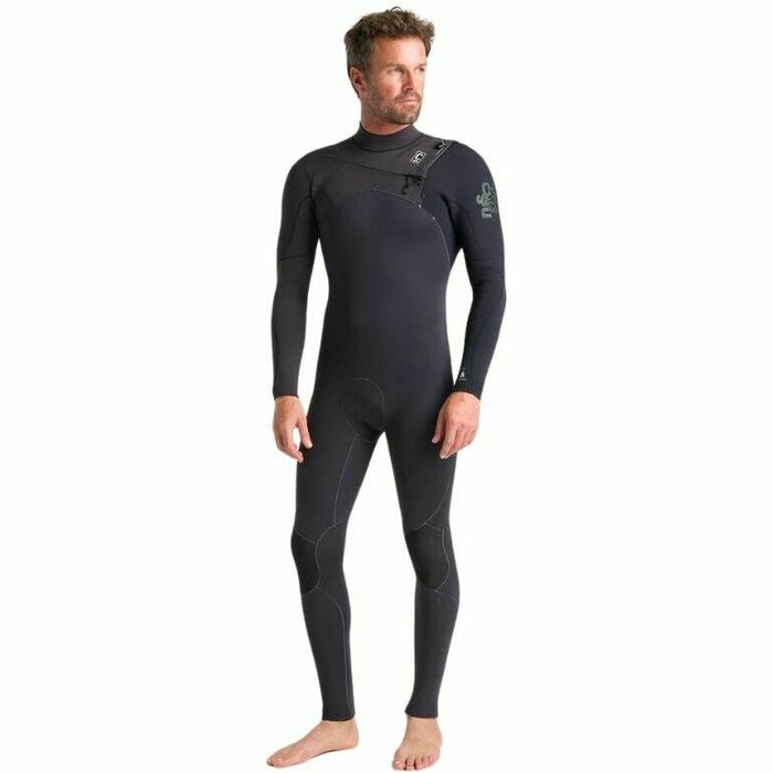 2024 C-Skins Mens Session 4/3mm Chest Zip Wetsuit C-SE43MCZ - Anthracite / Meteor X / Black