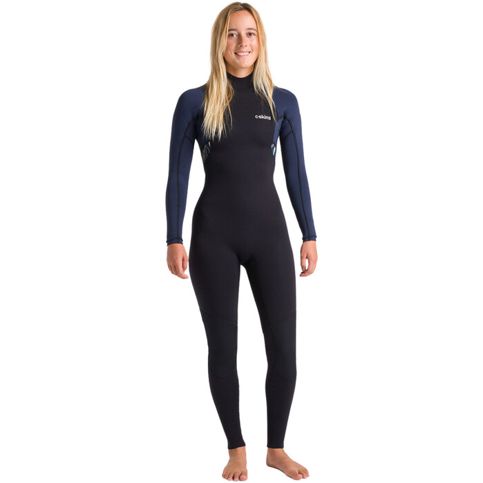 2024 C-Skins Womens NuWave Element 3/2mm Back Zip Wetsuit C-NEL32STW - Black / Slate / Saffron